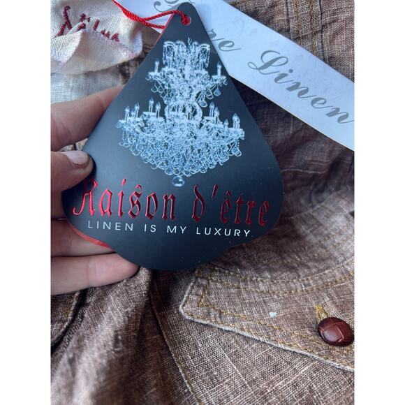 Raison D'etre Women's Pants Wide Leg 100% Linen Brown Pockets Size 31 NEW - Picture 6 of 11